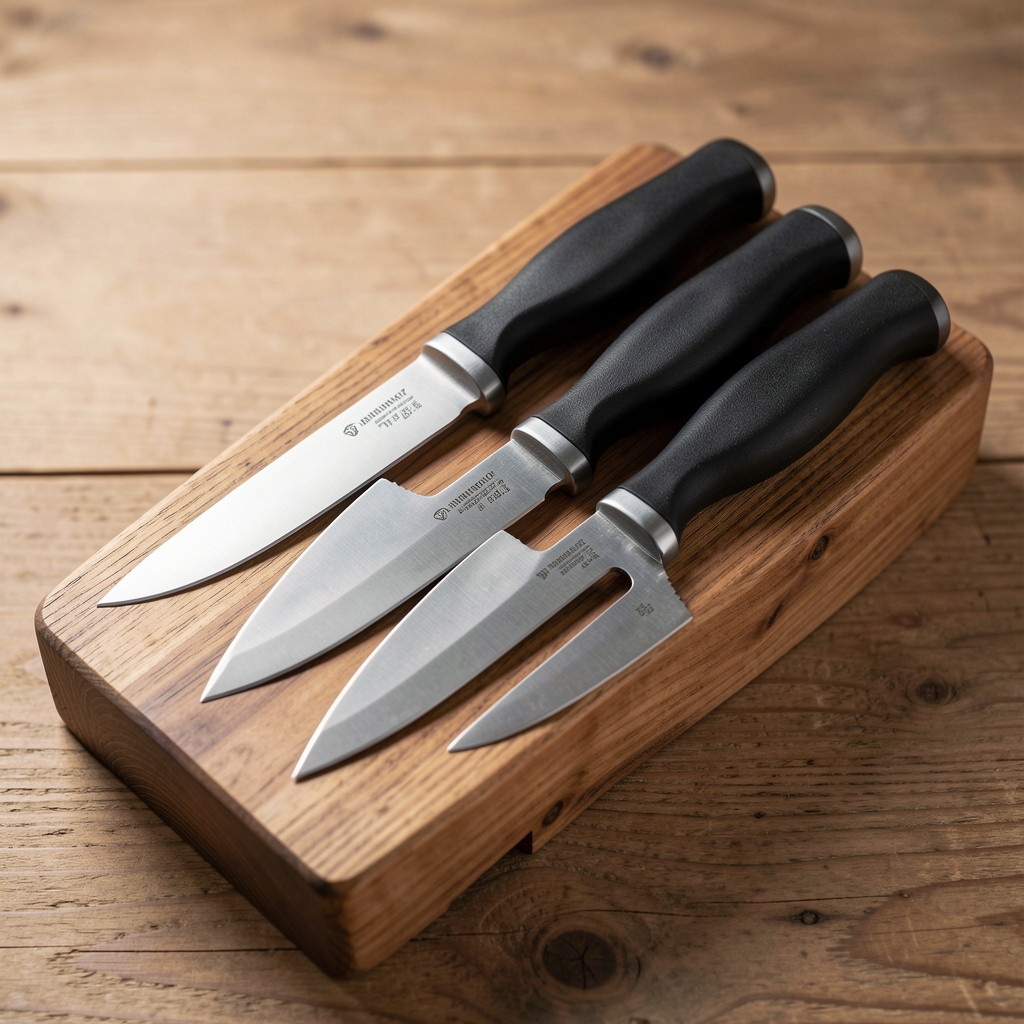 Zwilling Pro 5 parçalı Alman çelik bıçak seti, siyah saplı, ahşap blok ile
