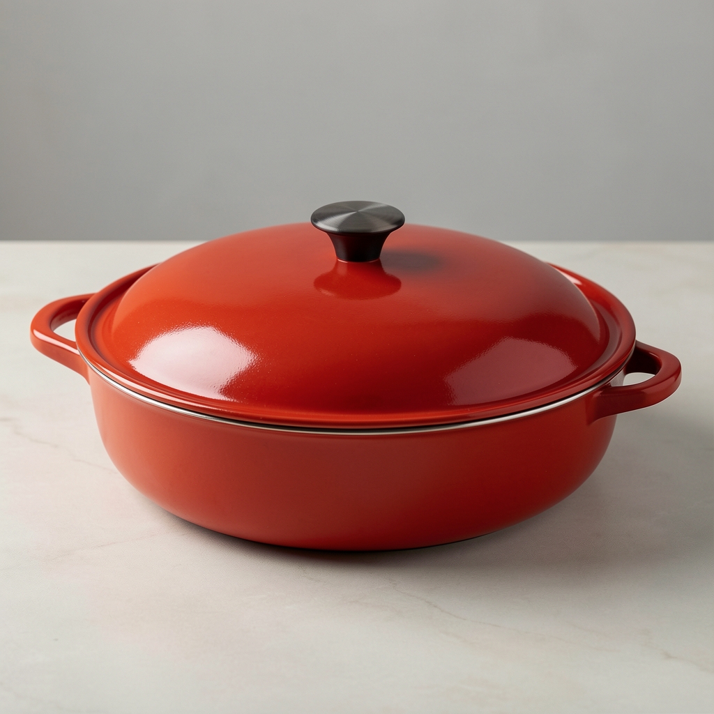 Le Creuset turuncu emaye dökme demir yuvarlak fırın tenceresi 26 cm 5.3 litre