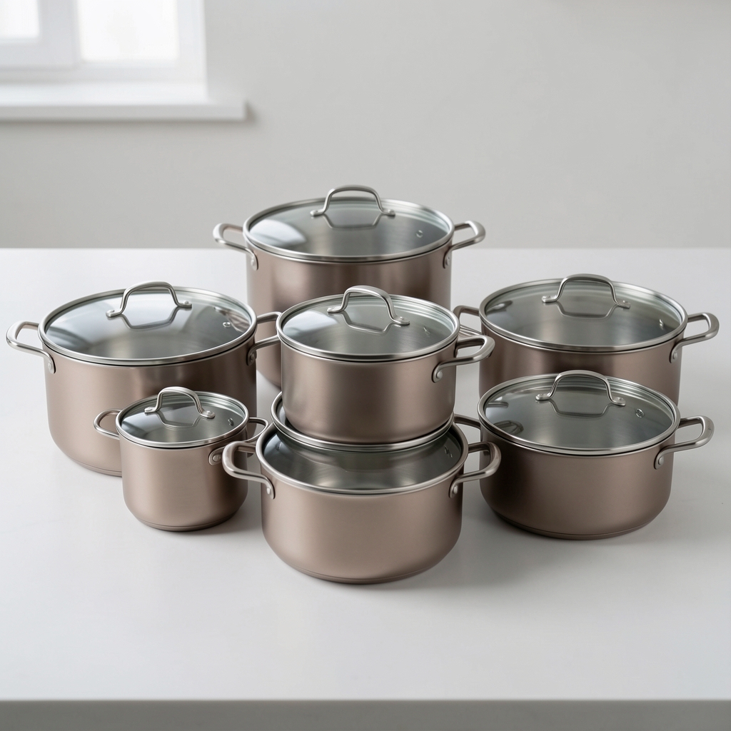 Zwilling Vistaclad 8 parçalı paslanmaz çelik tencere seti, şeffaf cam kapaklı, mat gümüş renk
